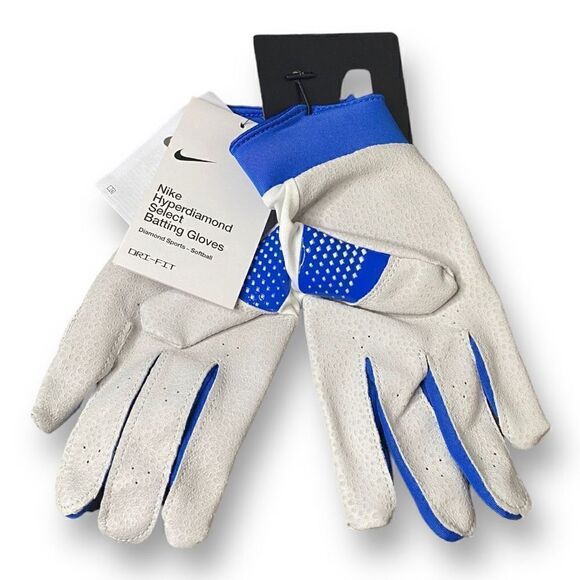 Nike Hyperdiamond Select Batting Gloves Softball White/Blue size Large New - Picture 4 of 6